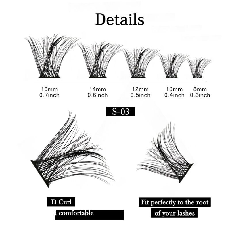 Women Simple 10-Row Mixed Single Cluster Segmented False Eyelashes