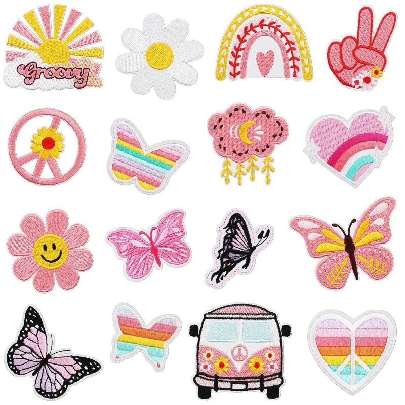 Fashion Butterfly Car Embroidered Cloth Sticker Hot-Melt Adhesive Patch