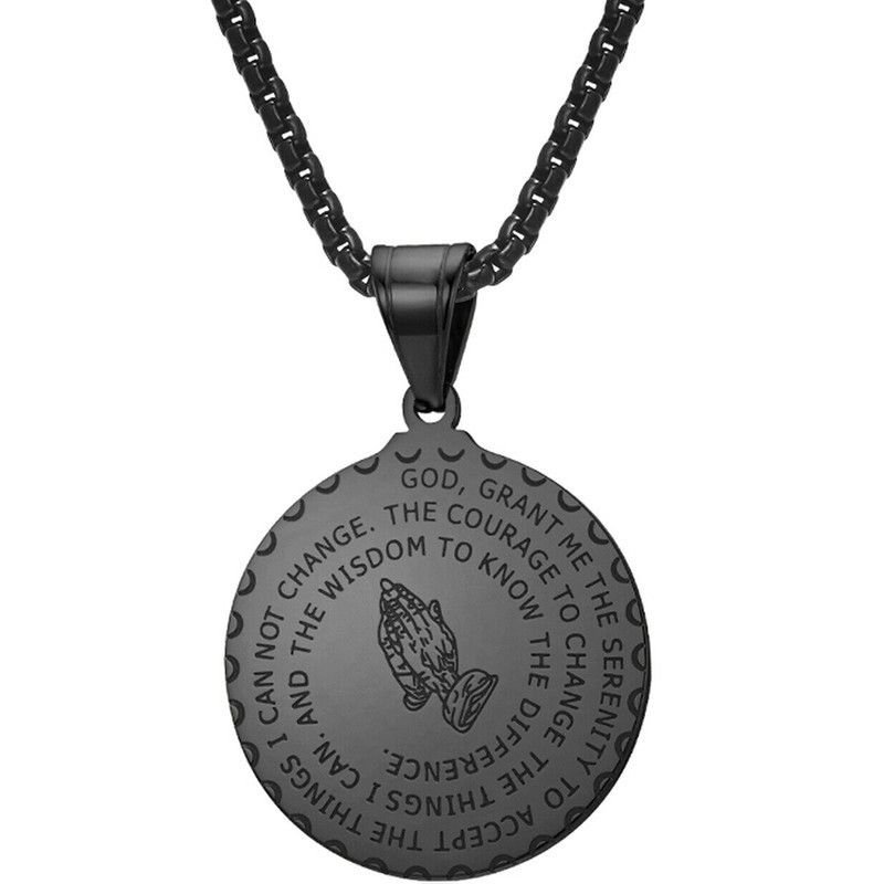 Men Fashion Casual Round Alphabet Stainless Steel Necklace