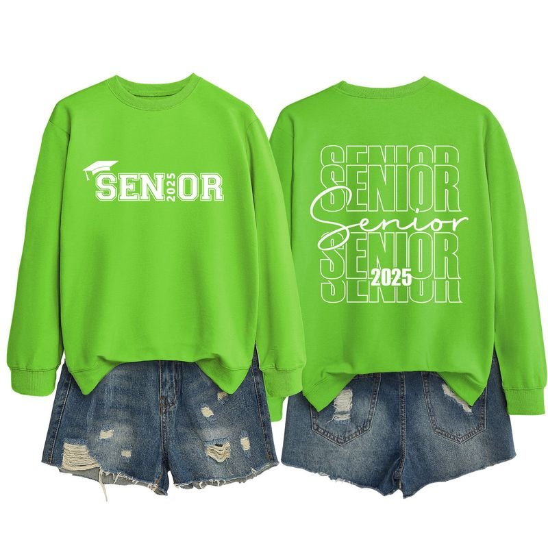 Women Casual Solid Color 2025 Letter Print Round Neck Long Sleeve Sweatshirt