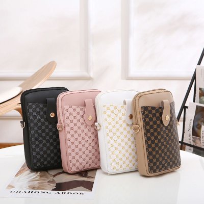 Women Simple Pattern Printed Rectangular Zip Crossbody Purses