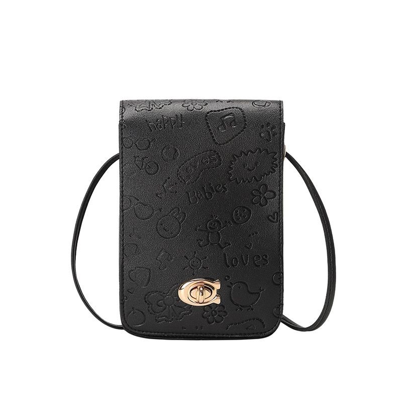 Women Fashion Cartoon Embossed Buckle Crossbody Purses