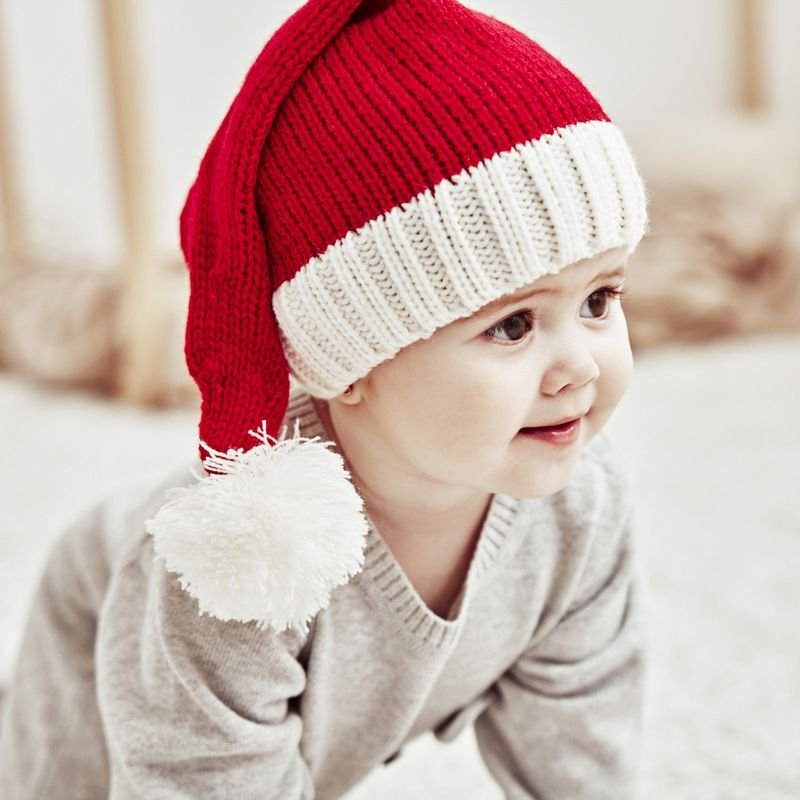 Autumn Winter Fashion Red Christmas Wool Ball Warm Knitted Wool Parent Hat