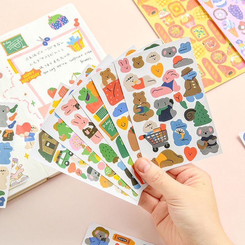 Simple Cartoon Cute Animal Series Hand Account Material DIY Stickers