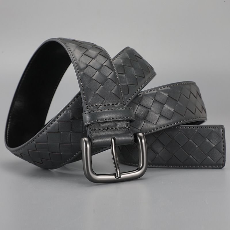 Men Simple Rhomboid Braided Leather Belt