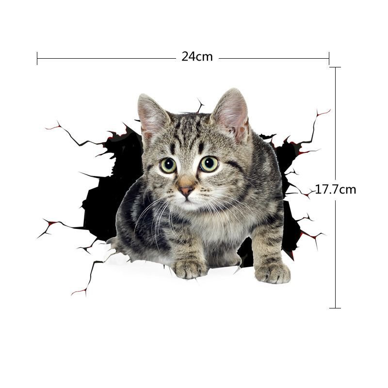 Creative Cartoon 3D Simulation Cute Cat And Dog Scratches Blocking Car Stickers