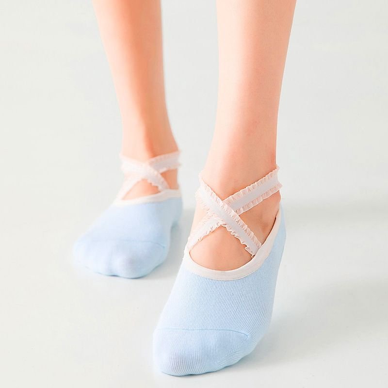 Simple Round Head Cross Strap Non-Slip Lace Yoga Socks