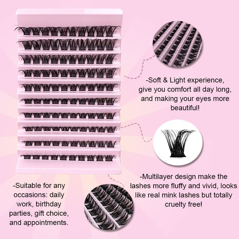 Women Simple 10-Row Mixed Single Cluster Segmented False Eyelashes