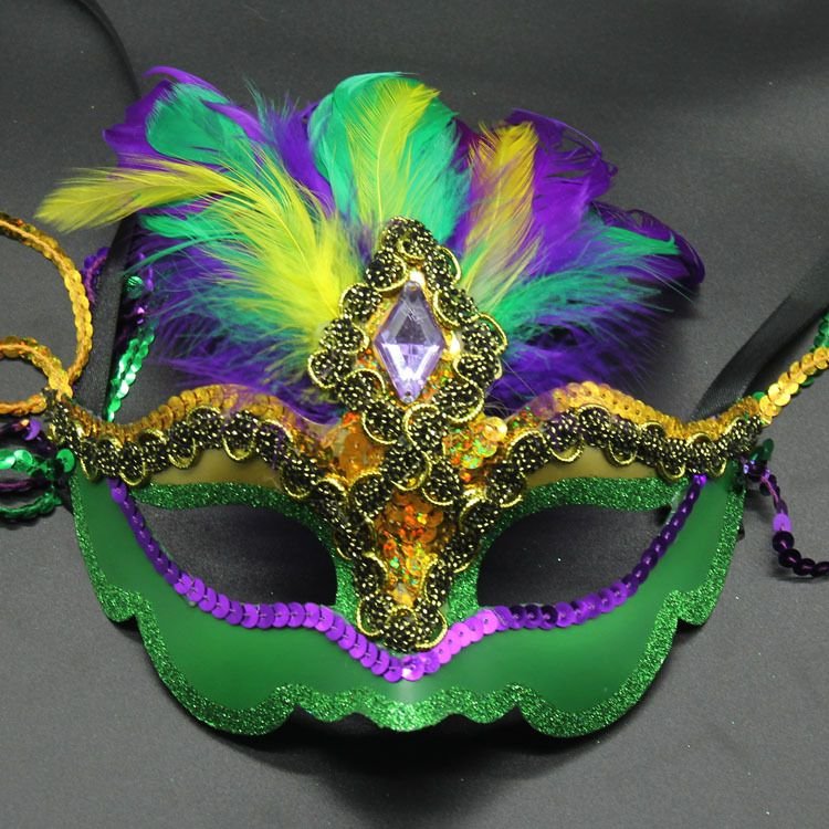 Mardi Gras Mask Feather Lady Princess Peacock Feather Carnival Fox Multicolor Prop