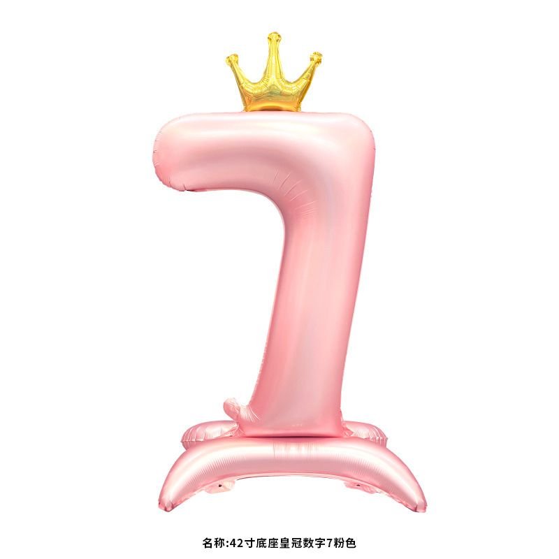 42-Inch Standing Base Crown Big Digital Birthday Scene Layout Balloons 25-Pack