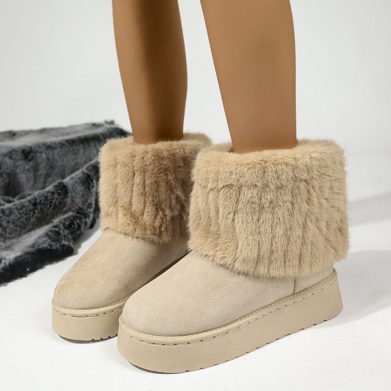 Autumn Winter Women Fashion Plus Size Plush Warm Thick-Soled Snow Boots