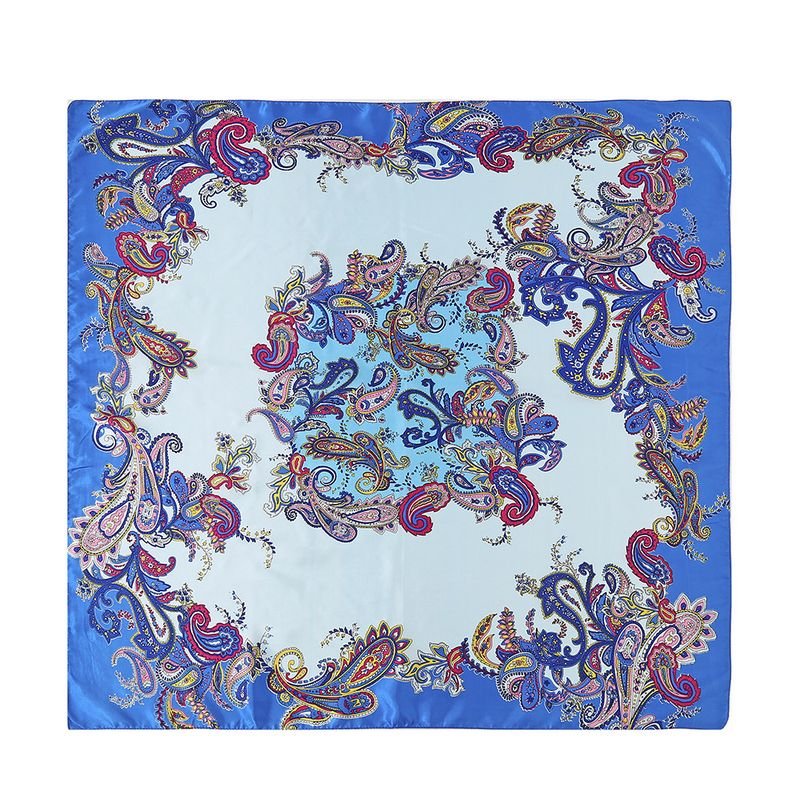 Women Fashionable Simple Cashew Nutted Shadin Square Silk Scarf