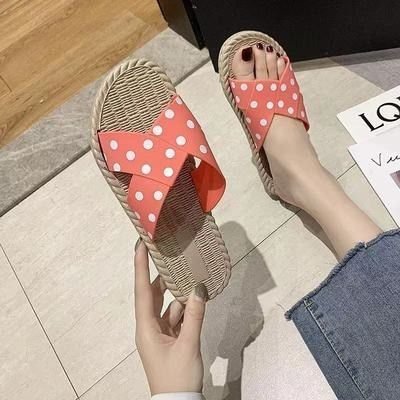 Women Casual Polka Dot Print Flat Slippers