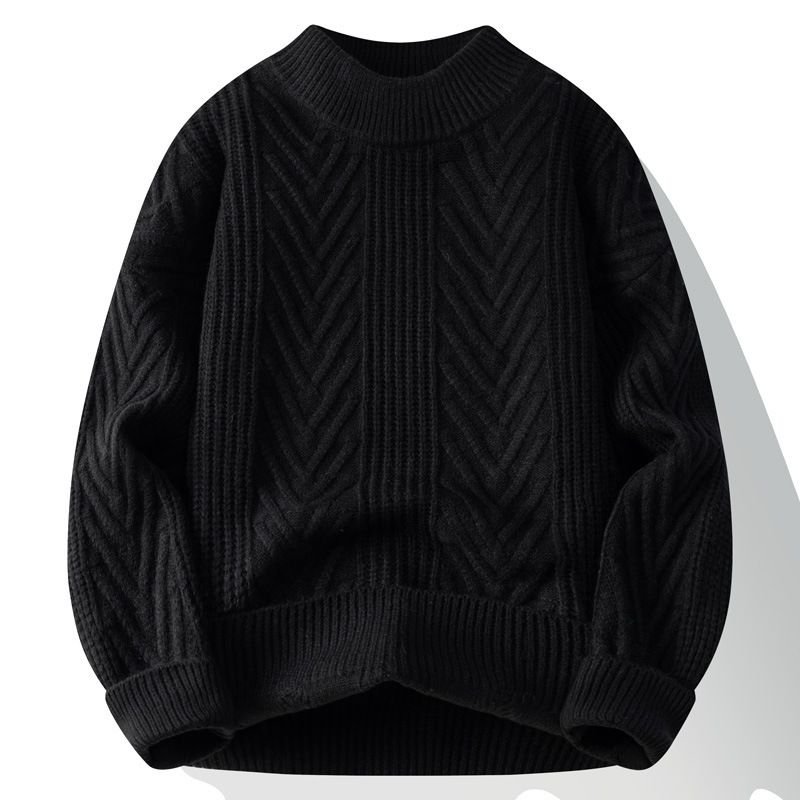 Men Fashion Casual Basic Autumn Winter Solid Color Long Sleeve O Neck Knitted Sweater