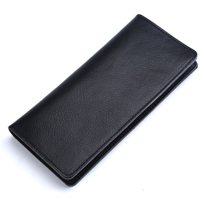 Genuine Leather Simple Women Fashion Solid Color Bifold Purse