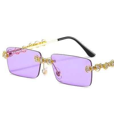 Women Fashion Frameless Marine Leaf Spring Leg Sunglasses