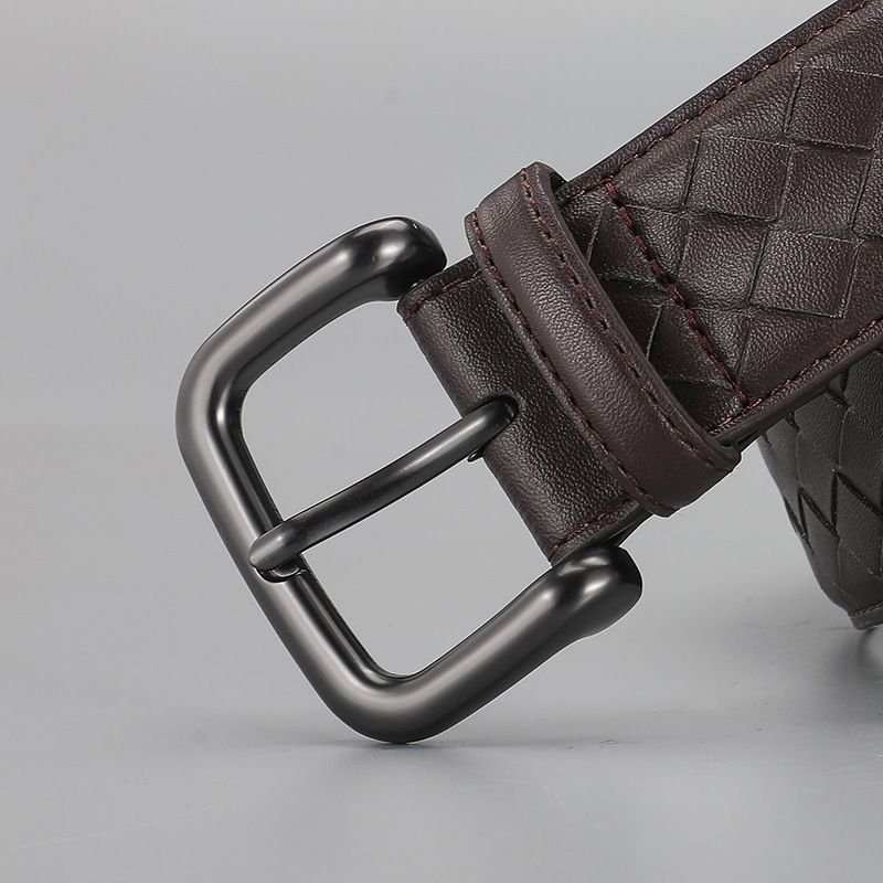 Men Simple Rhomboid Braided Leather Belt