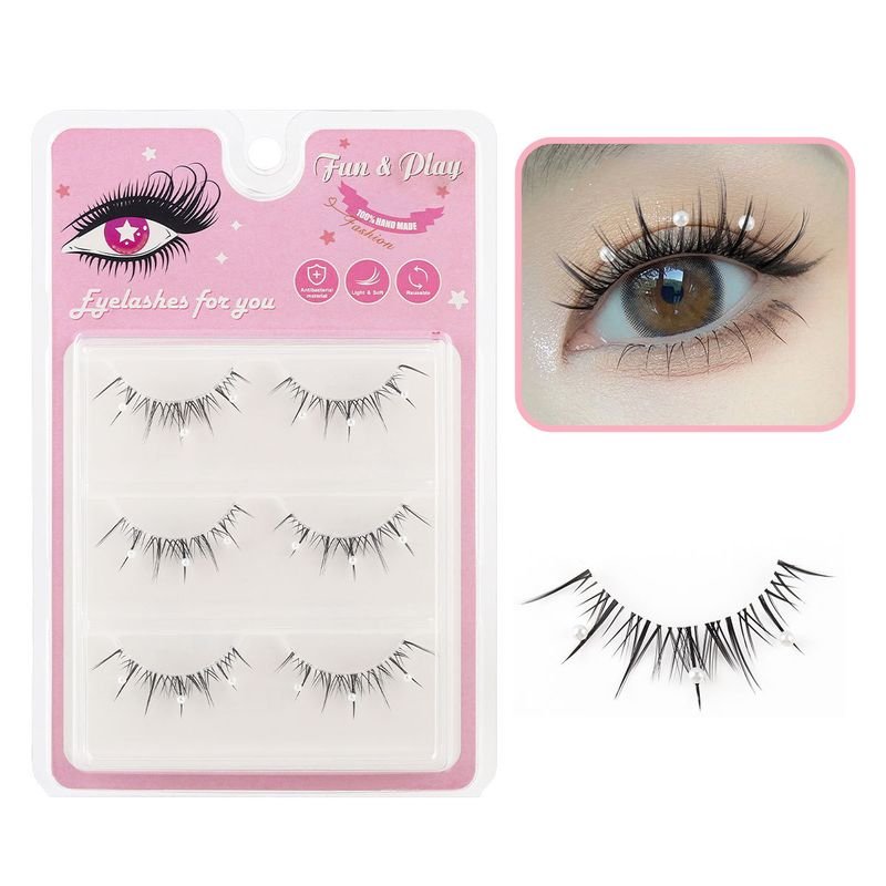 Love Heart Rhinestone Sequins False Eyelashes