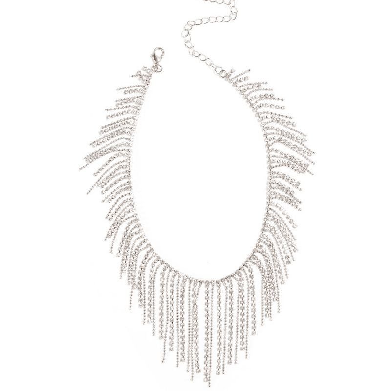 Women Fashion Tassel Rhinestone Necklace