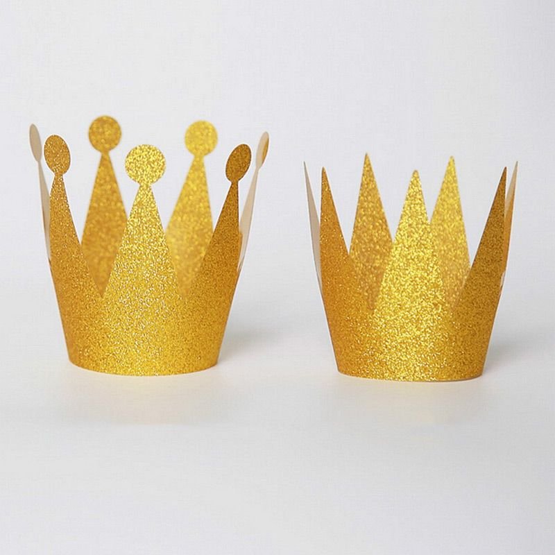 6Pcs Creative Glitter Crown Shape Birthday Hats Set For Adult Children Birthday Party Decoration