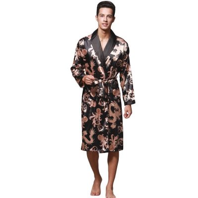 Men Satin Dragon Printed Robe