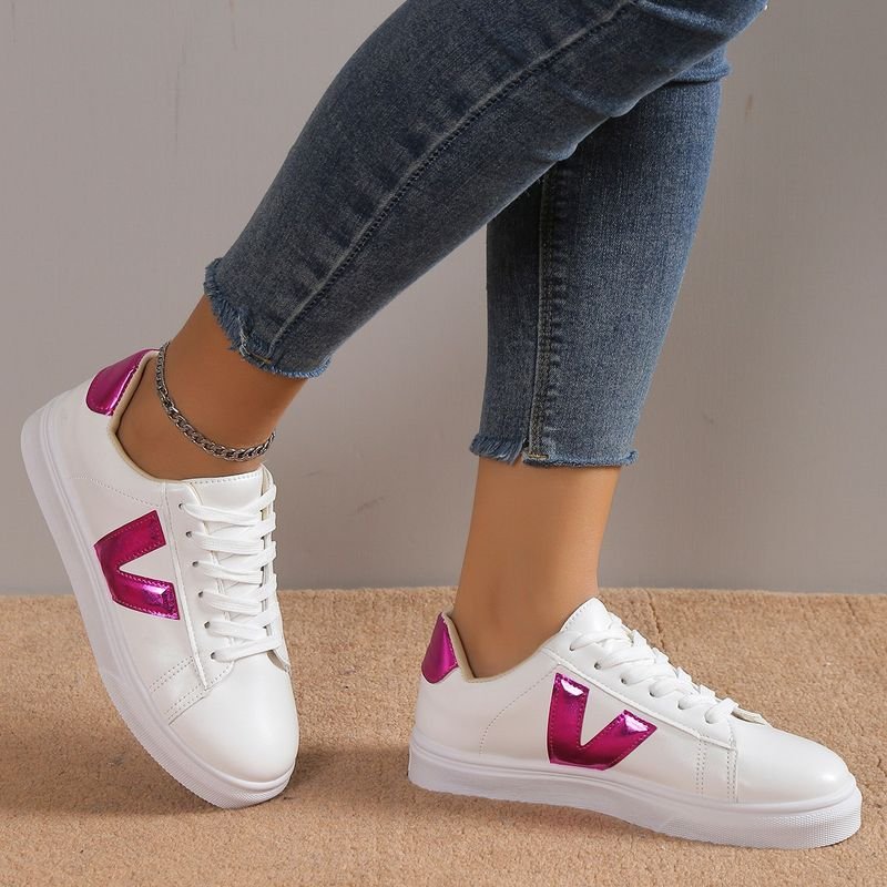 Summer Women Fashion Plus Size Solid Color V Round Toe Sneaker