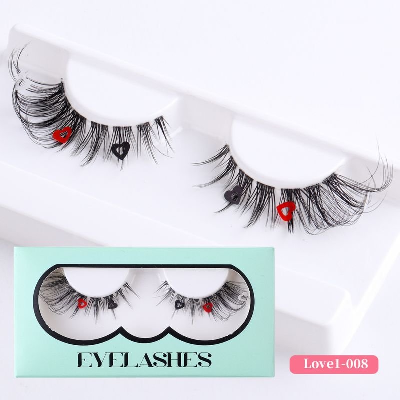 Women Natural Soft Transparent Pedicle Eye Tail Lined Multicolor Sequin False Eyelashes