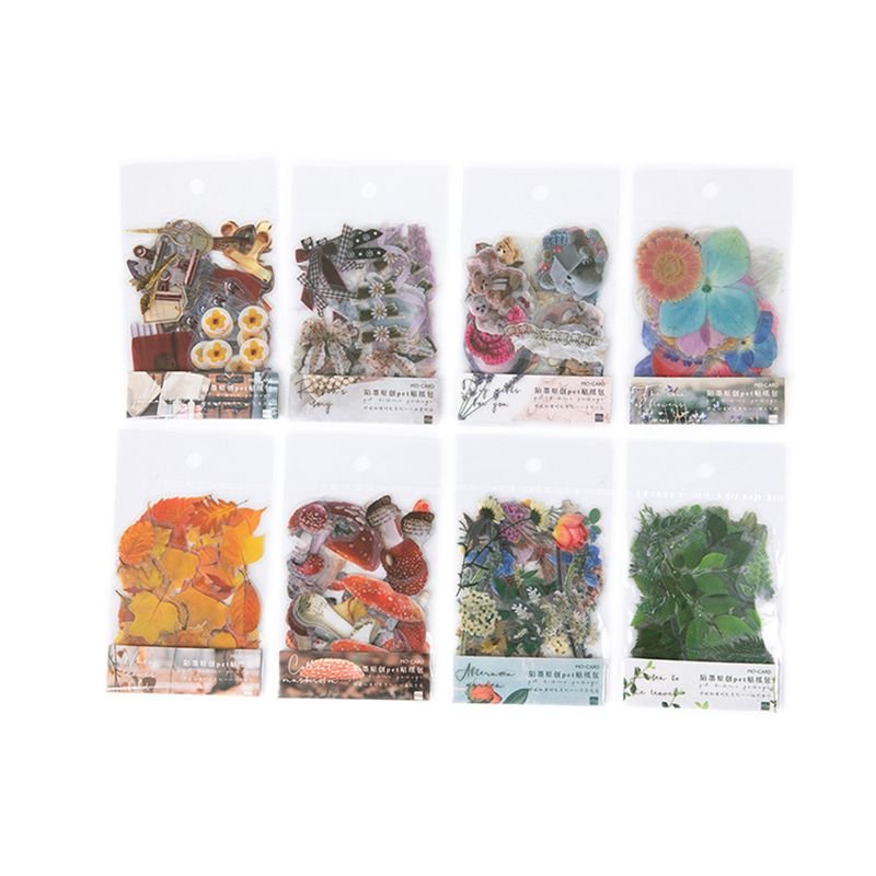 40Pcs/Bag Plant Flower Mushroom Ginkgo Pet Deco Diary Stickers Scrapbooking Planner Decorative Stationery Stickers