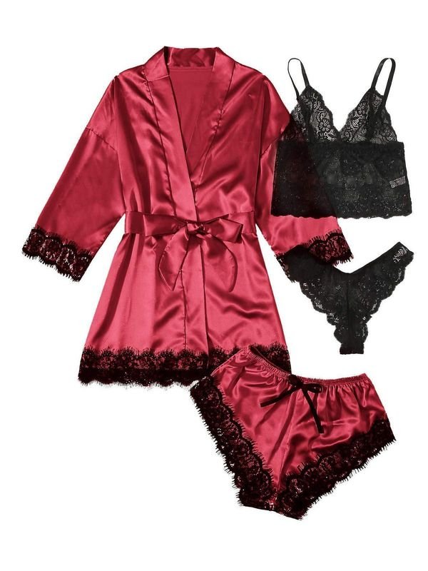 Women Sexy Home Pajamas Four-Piece Set