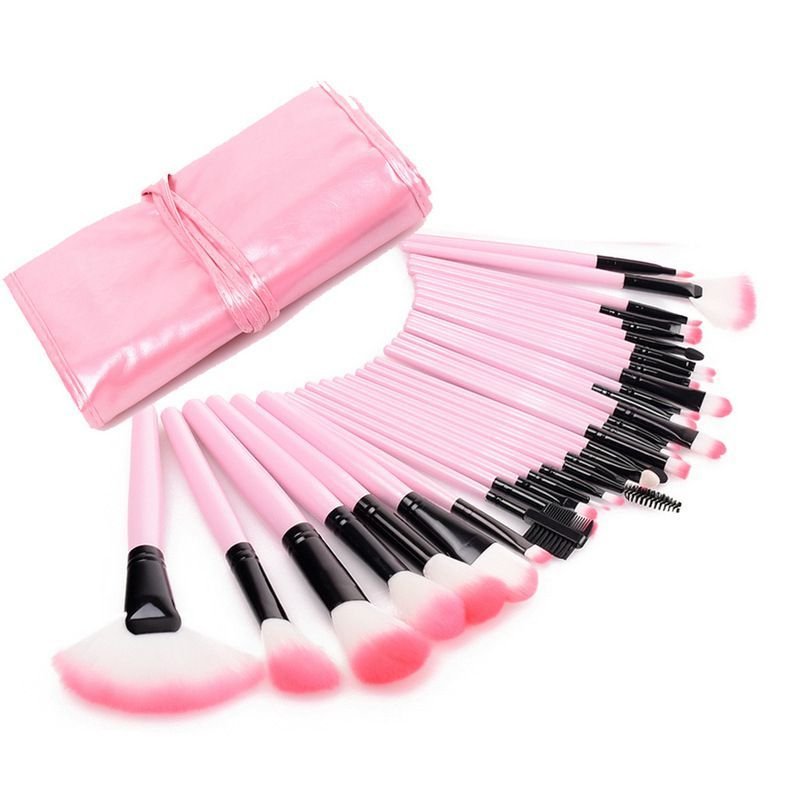 32pcs/set PU Bag Packed Wooden Handle Good Quality Nylon Brushes