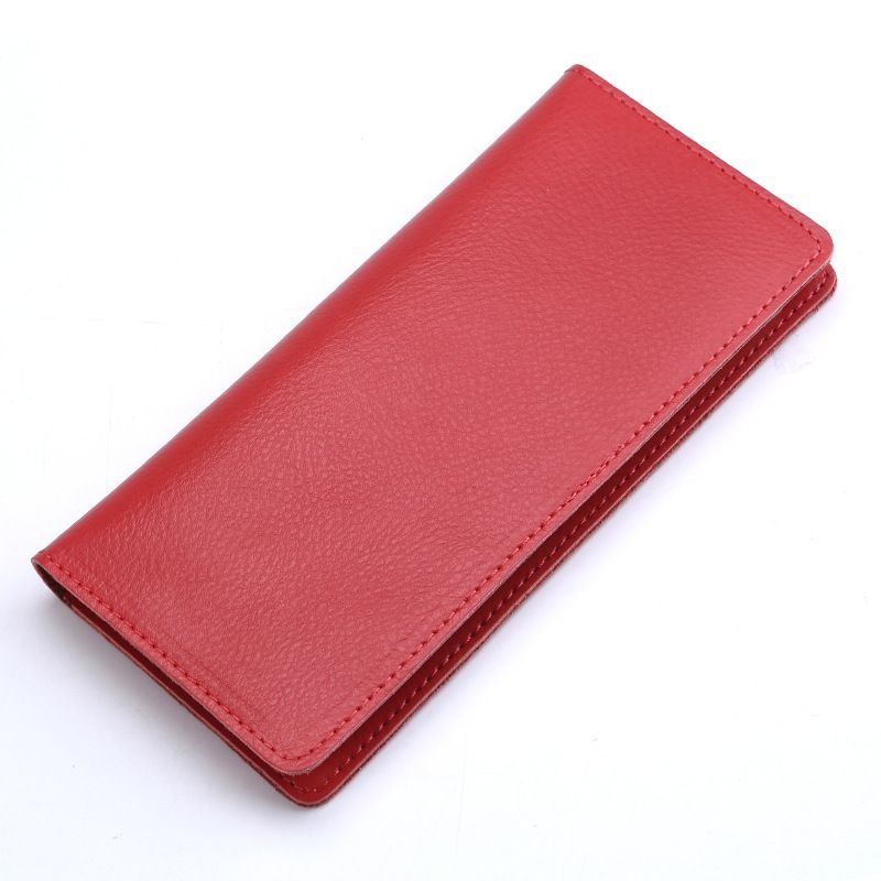 Genuine Leather Simple Women Fashion Solid Color Bifold Purse