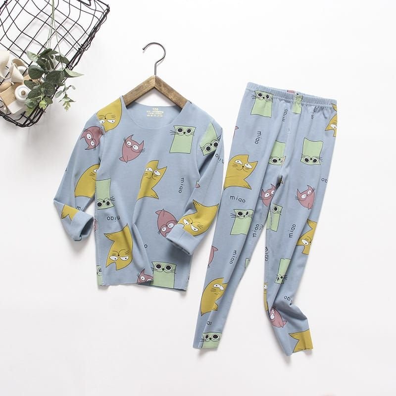 Kids Round Neck Long-sleeves Tops And Pants Set