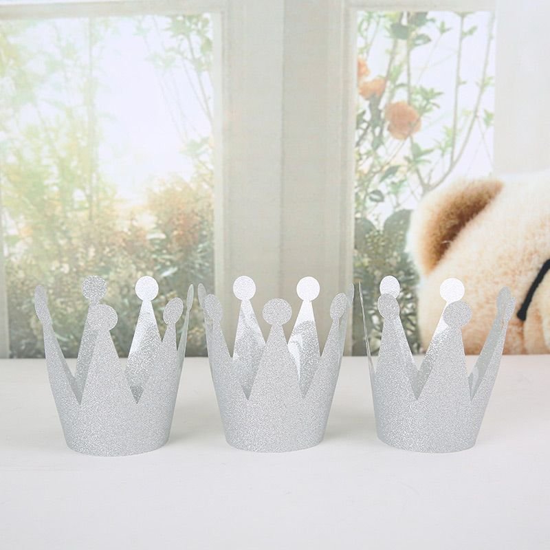 6Pcs Creative Glitter Crown Shape Birthday Hats Set For Adult Children Birthday Party Decoration