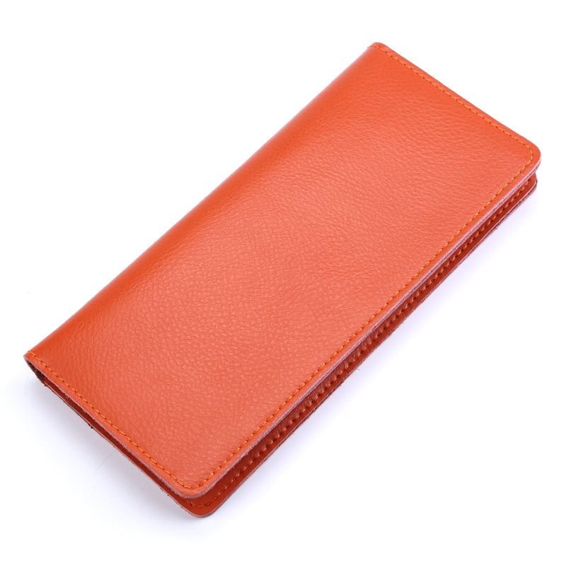 Genuine Leather Simple Women Fashion Solid Color Bifold Purse