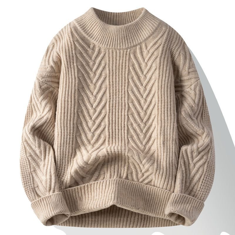 Men Fashion Casual Basic Autumn Winter Solid Color Long Sleeve O Neck Knitted Sweater