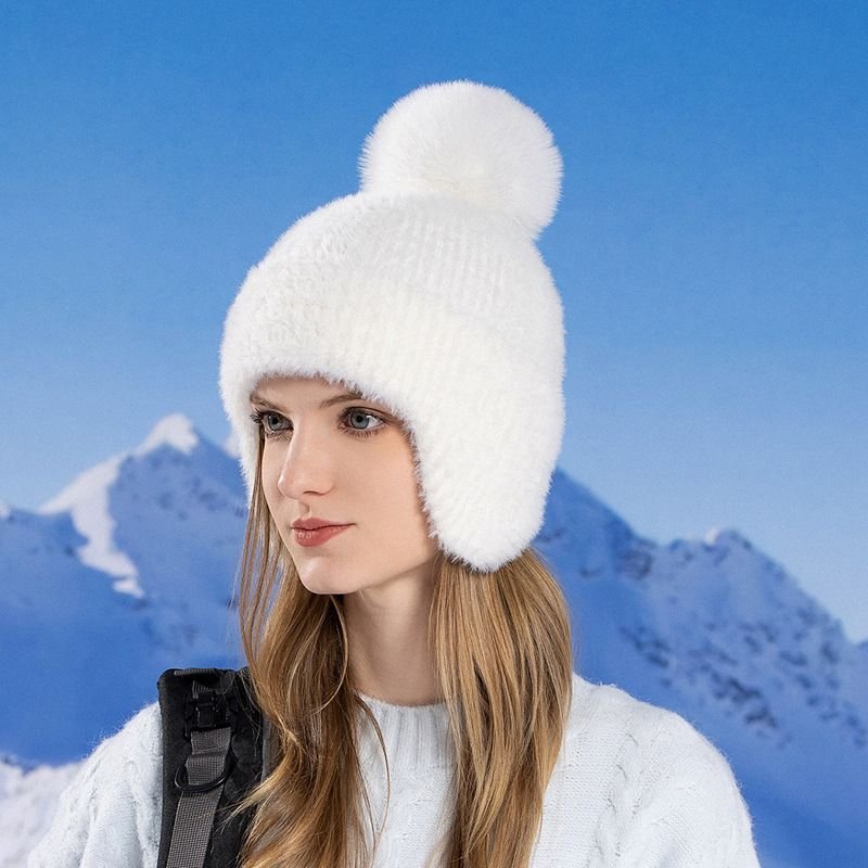 Winter Fashion Solid Color Knitted Plush Hat