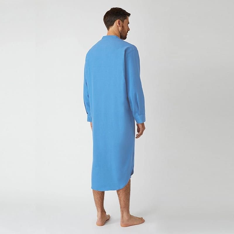 M-3XL Men Fashion Solid Color Button Long-Sleeved Robe