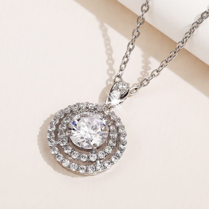 Simple Diamond Rhinestone Plated Platinum Necklace