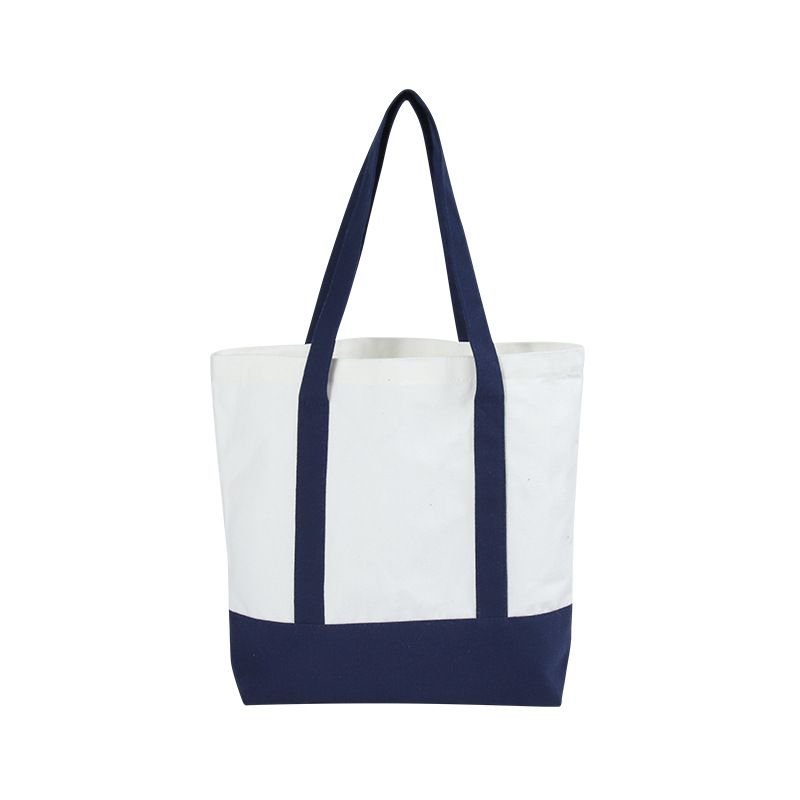 Custom Logo Large Capacity Contrast Stitching Canvas Tote Bag