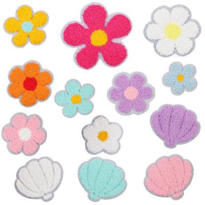 Fashion Cartoon Flower Shell Embroidered Cloth Sticker Hot-Melt Adhesive Chenille Patch