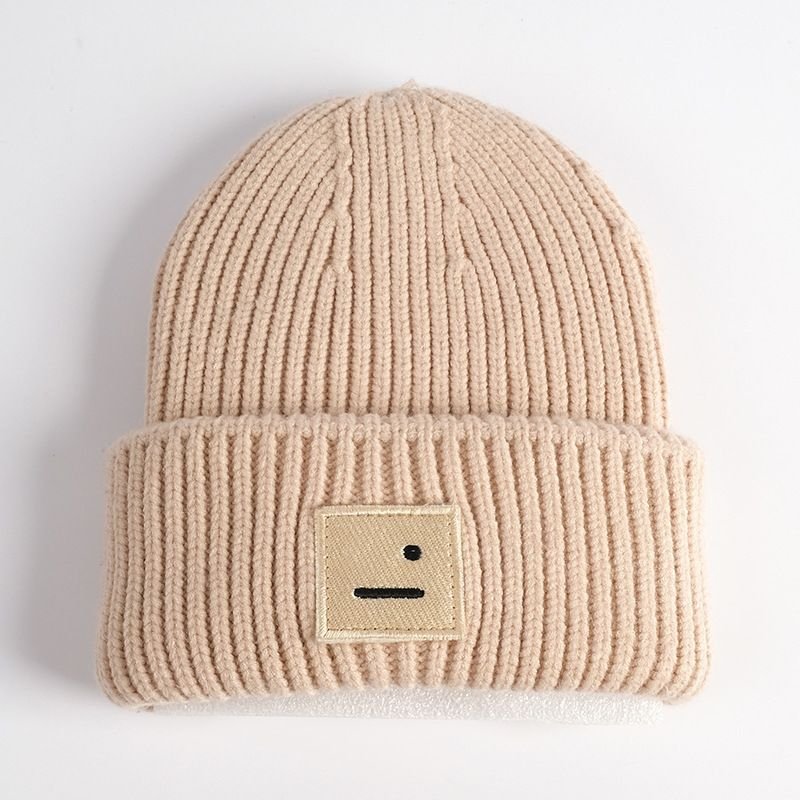 Autumn Winter Fashion Cute Smiling Face Warm Ear Protection Knitted Wool Hat