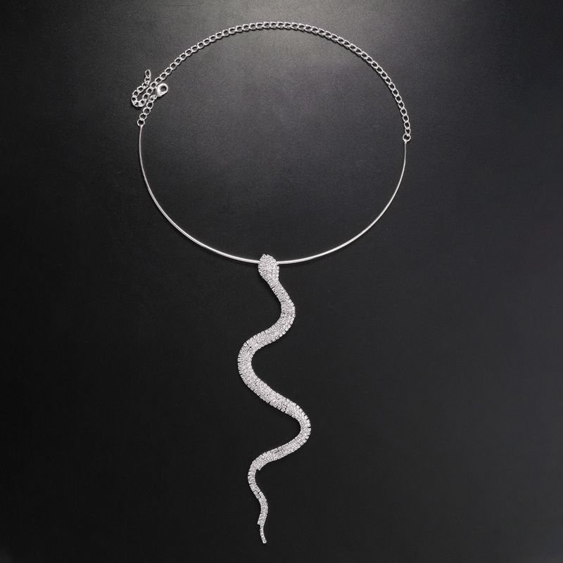 Women Fashion Exaggerated Snake Rhinestone Necklace