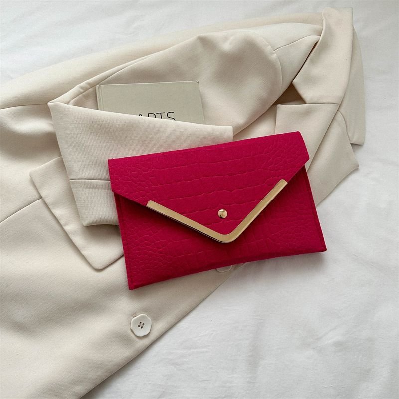 Women Simple Solid Color Felt Envelope With Purses