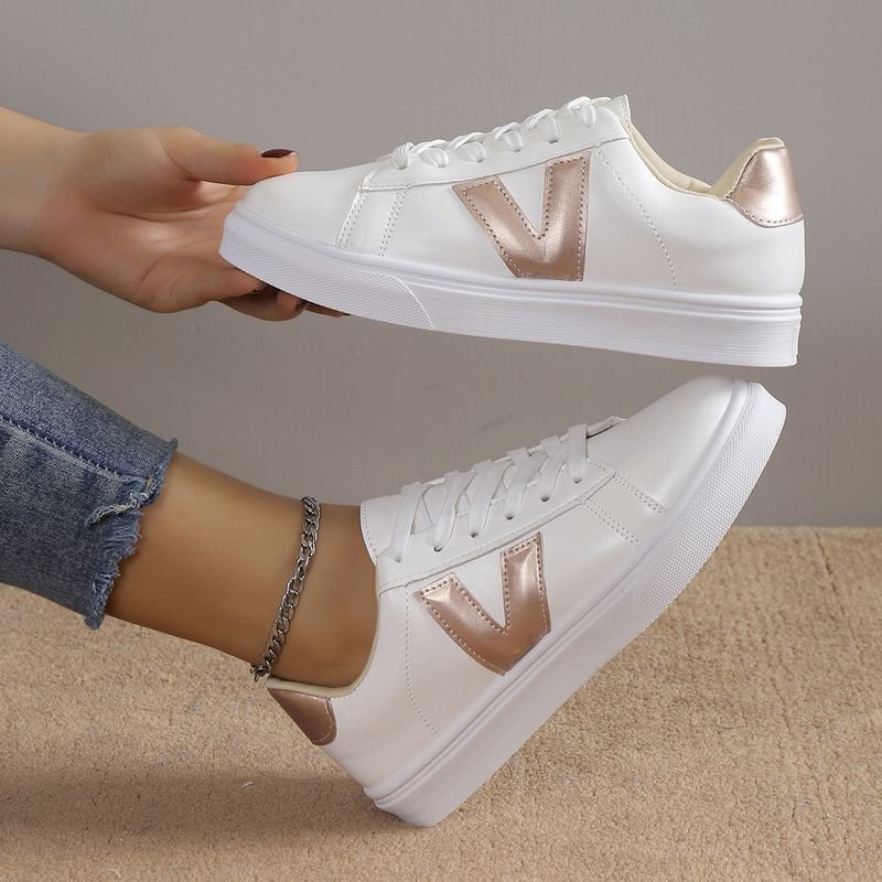 Summer Women Fashion Plus Size Solid Color V Round Toe Sneaker