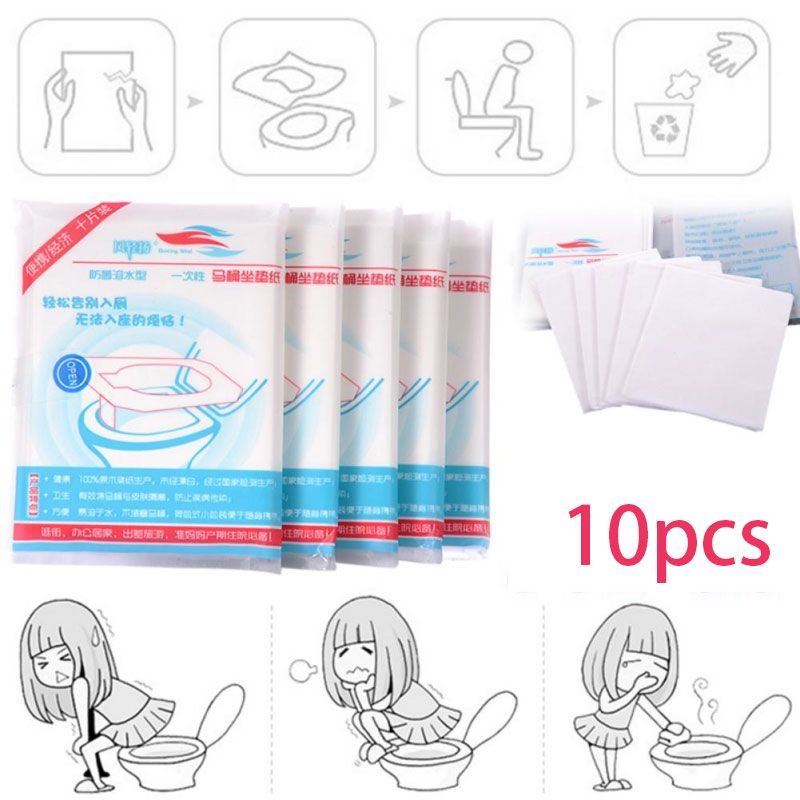 10pcs Travel Portable Disposable Toilet Seat Cushion Papers