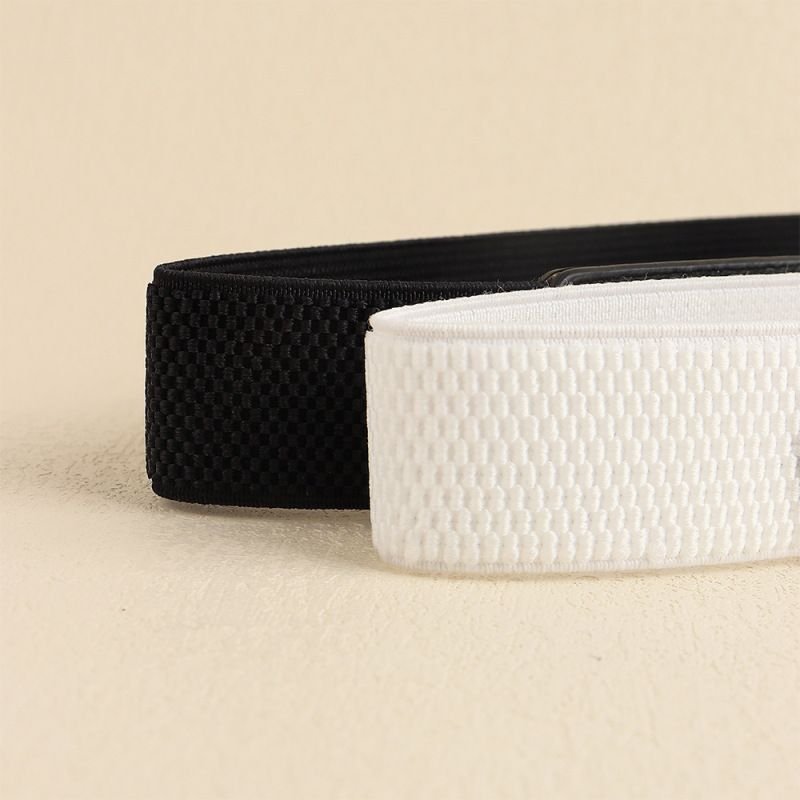 Women Fashion Elastic Elastic Belt With Oval Diamond Studded Buckle