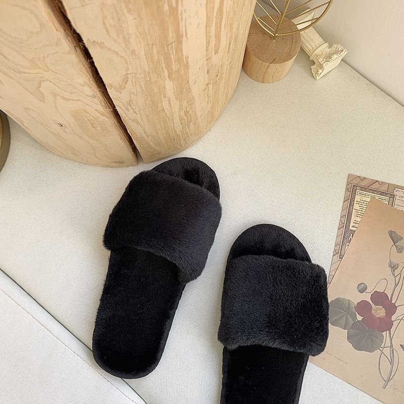 Plus Size Winter Casual Solid Color Plush Slippers