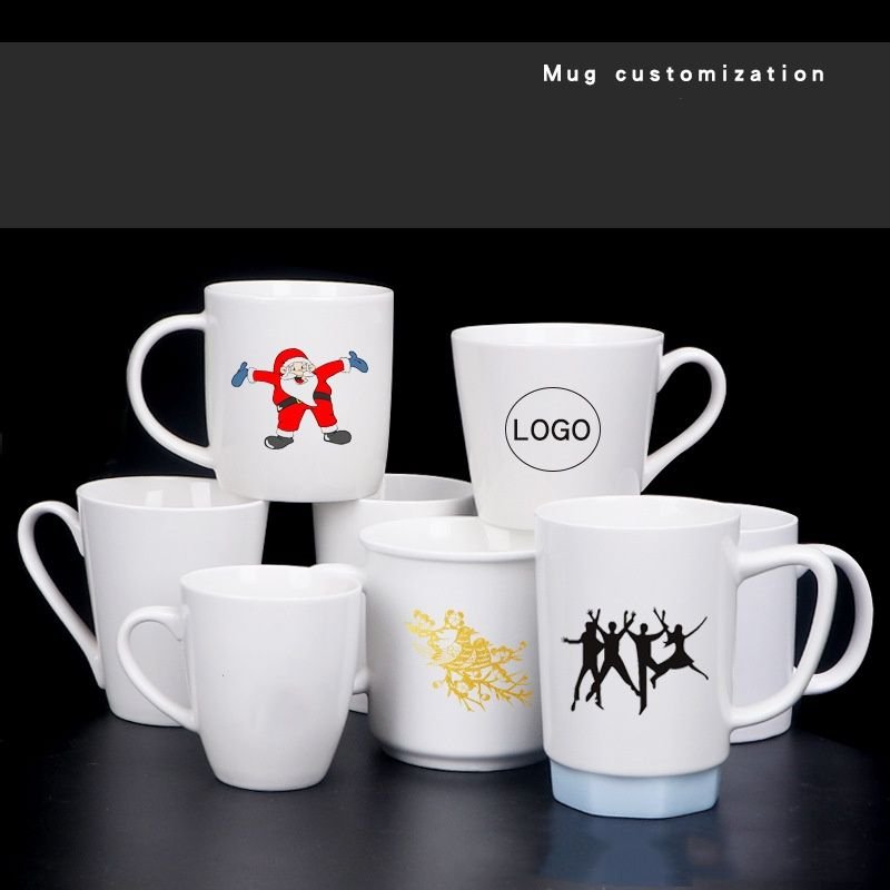 White Ceramic Mug Custom Logo Print