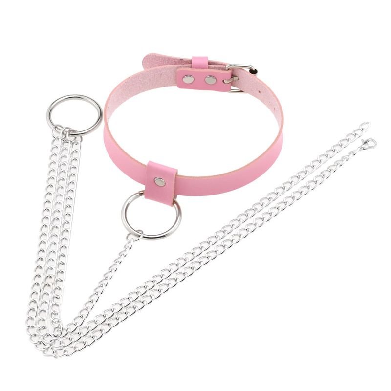 Women Fashion Sexy Leather Ring Necklace Belly Tight Waist Chain One-Piece Body Chain
