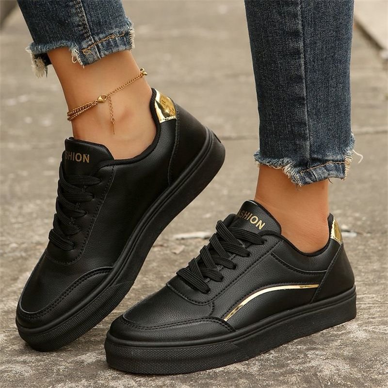 Women Casual Plus Size Round Toe Lace-Up Thick-Soled Sneaker